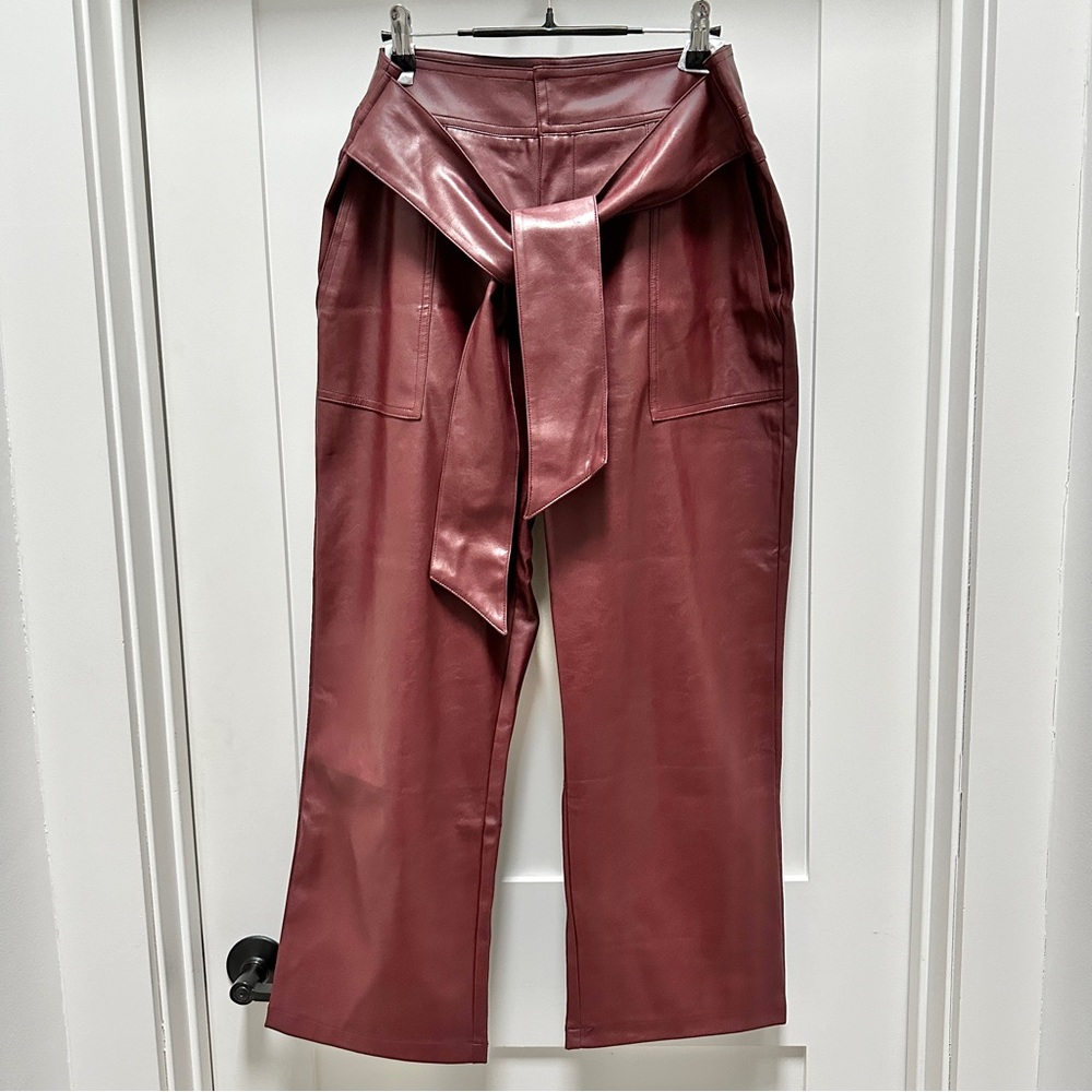 LUCY PARIS Vegan Faux Leather High Rise Tapered Pant